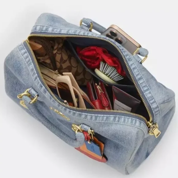 Coach Rowan Large Denim Satchel - Picture 6 of 11